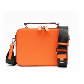 Eco-Friendly Saffiano Crossbody Bag  - Orange