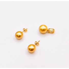 18k Jewellery Set  Golden South Sea Pear..