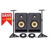 KRK Rokit 7 G4 RP7G4 with Gator Frameworks Studio Monitor and Make Your Own Cable Bundle