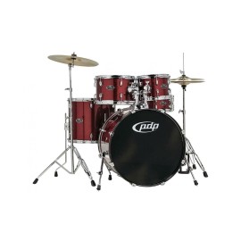 PDP Center Stage 5 Pieces Drum Set with Hardware and Cymbals - Ruby