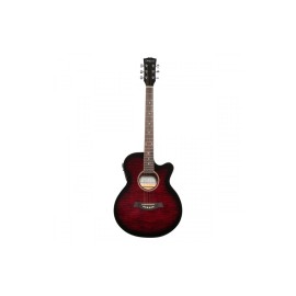 Carlos F511ce Semi-Acoustic Guitar - Shaded Red - Include Free Softcase